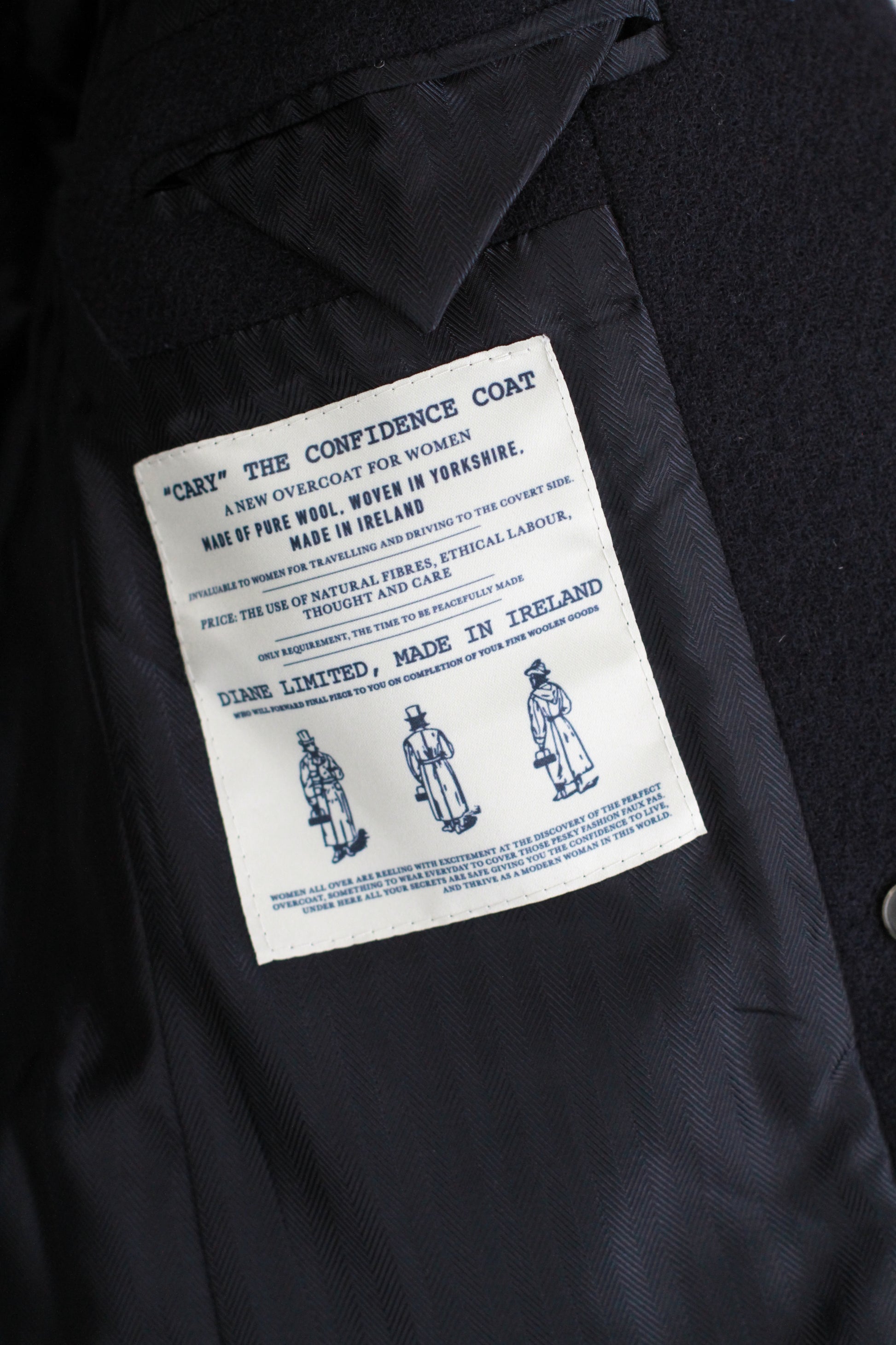 Navy Woollen Double Breasted Coat Made in Ireland