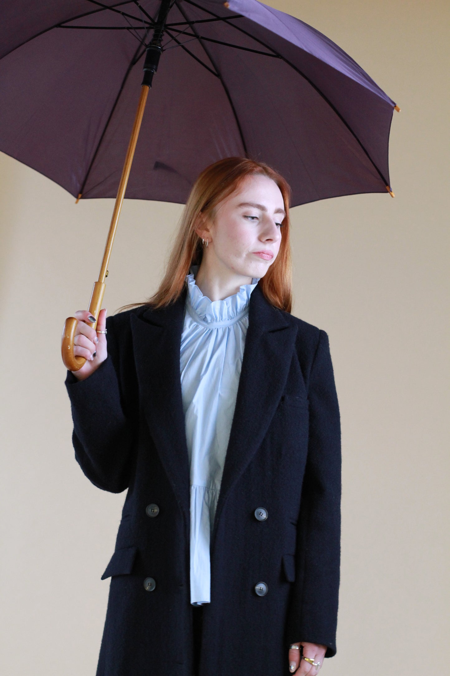 Navy Woollen Double Breasted Coat