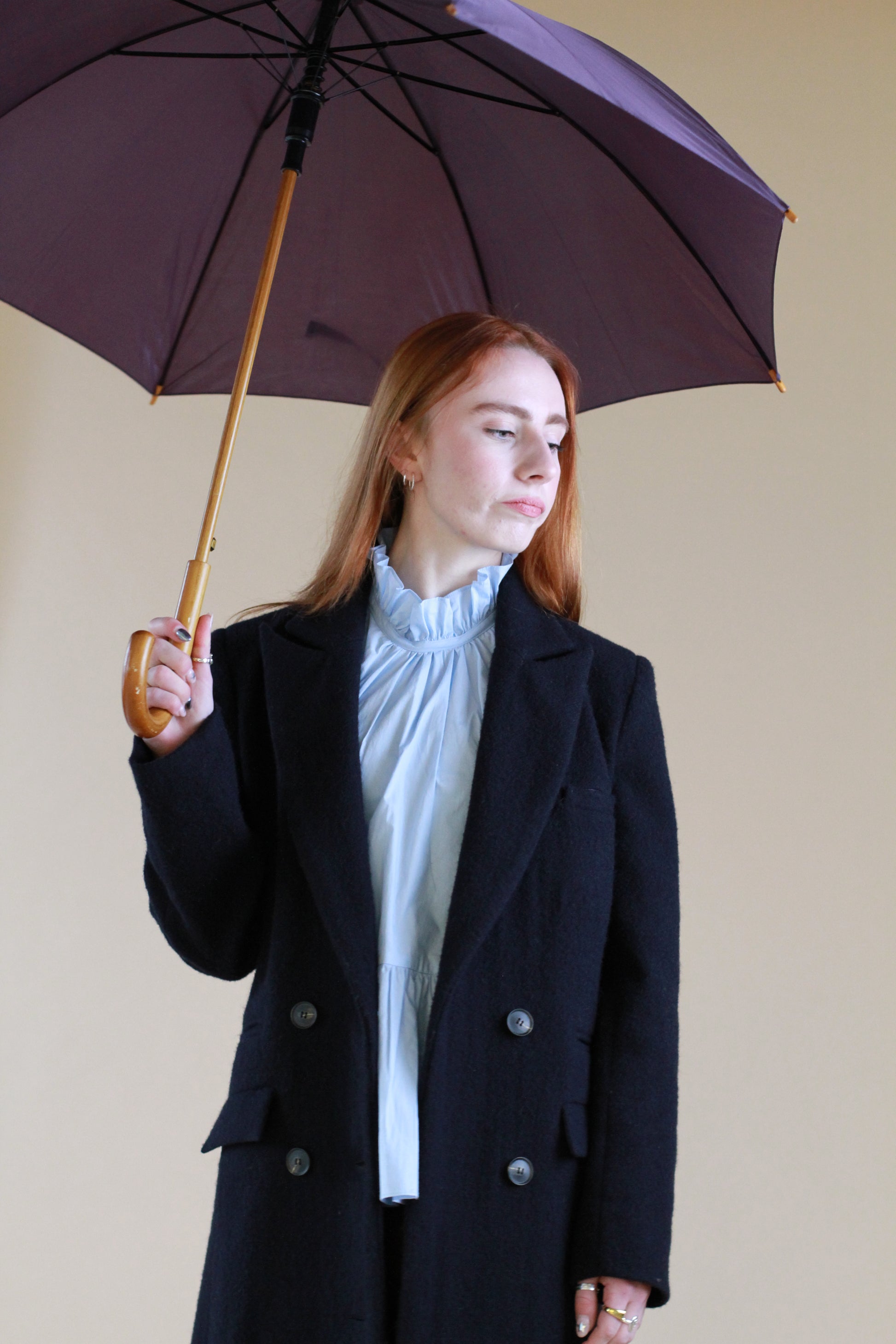 Navy Woollen Double Breasted Coat