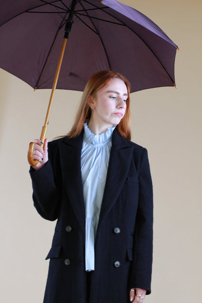 Navy Woollen Double Breasted Coat