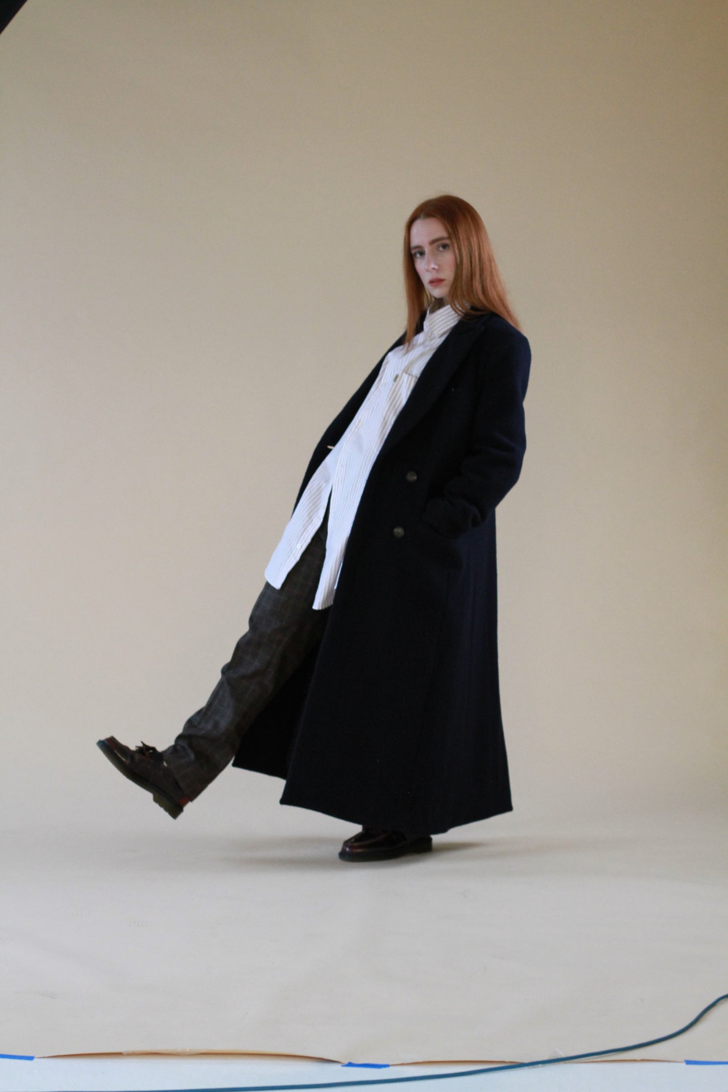 Longline Navy Woollen Coat Ireland