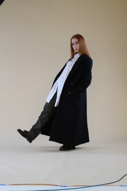 Longline Navy Woollen Coat Ireland